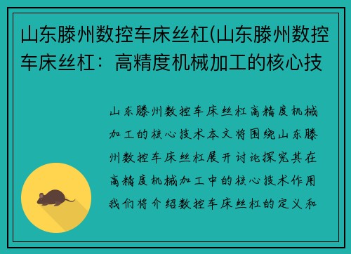 山东滕州数控车床丝杠(山东滕州数控车床丝杠：高精度机械加工的核心技术)
